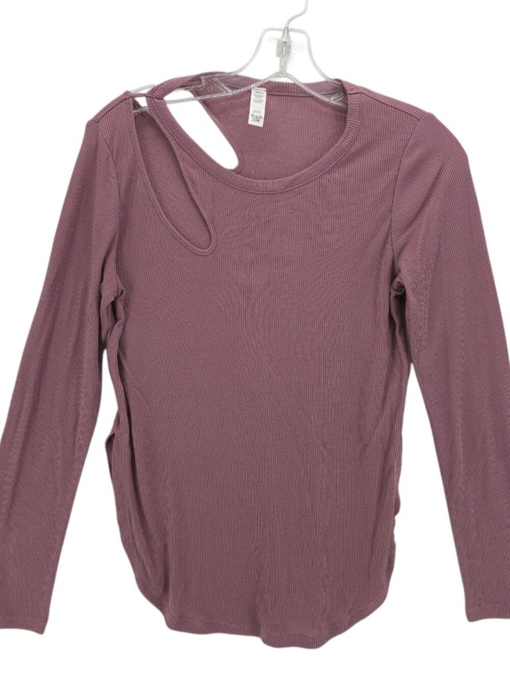 ALO YOGA Peak Ribbed Long Sleeve Top Mauve Stretch Cutout Size SMALL